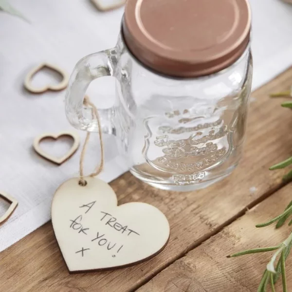 WOODEN HEART TAGS WITH TWINE - BEAUTIFUL BOTANICS