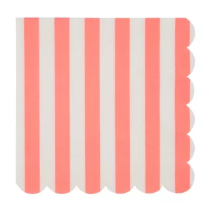 Serviettes rayures corail