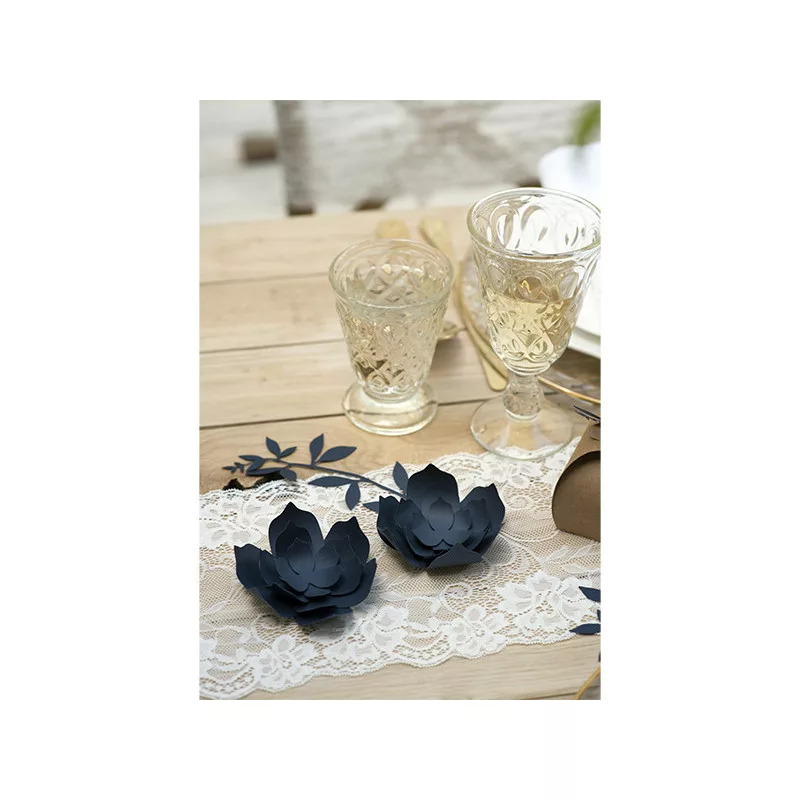 Paper decorations Flowers, dark navy blue 3 Paper decorations Flowers, dark navy blue - Image 3