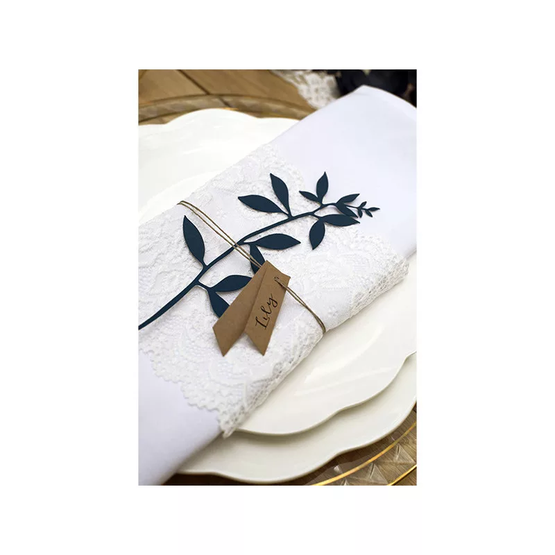 Branch with leaves decoration, d. navy blue 2 Branch with leaves decoration, d. navy blue - Image 2