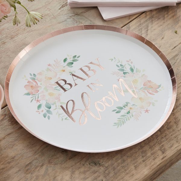 Rose gold flower Baby shower plates