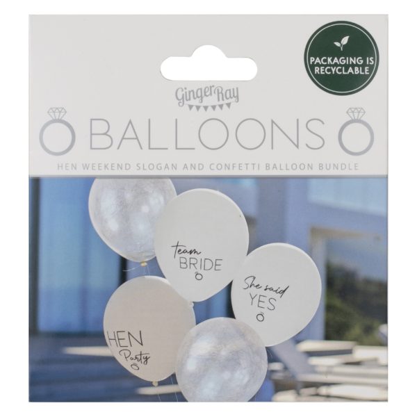 5 ballons EVJF - argentés, blancs et nus – Image 3