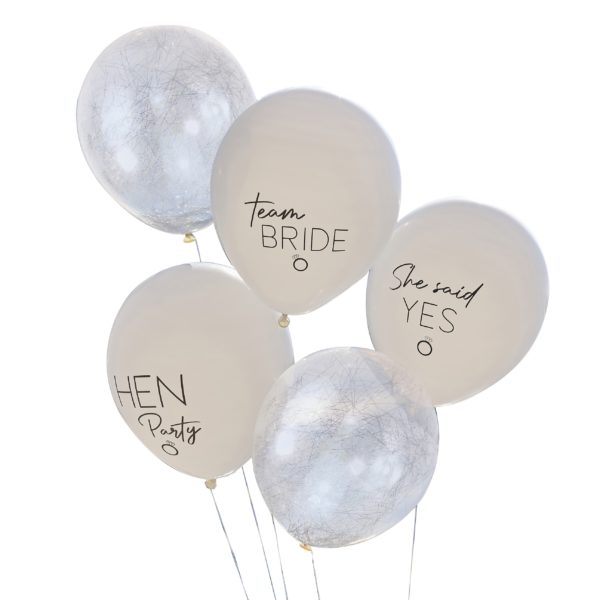 5 ballons EVJF - argentés, blancs et nus – Image 2
