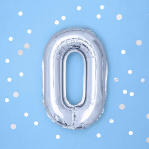 Ballon Mylar Chiffre « 3 » 35 cm Argenté 12 Ballon Mylar Chiffre « 0 » 35 cm Argenté