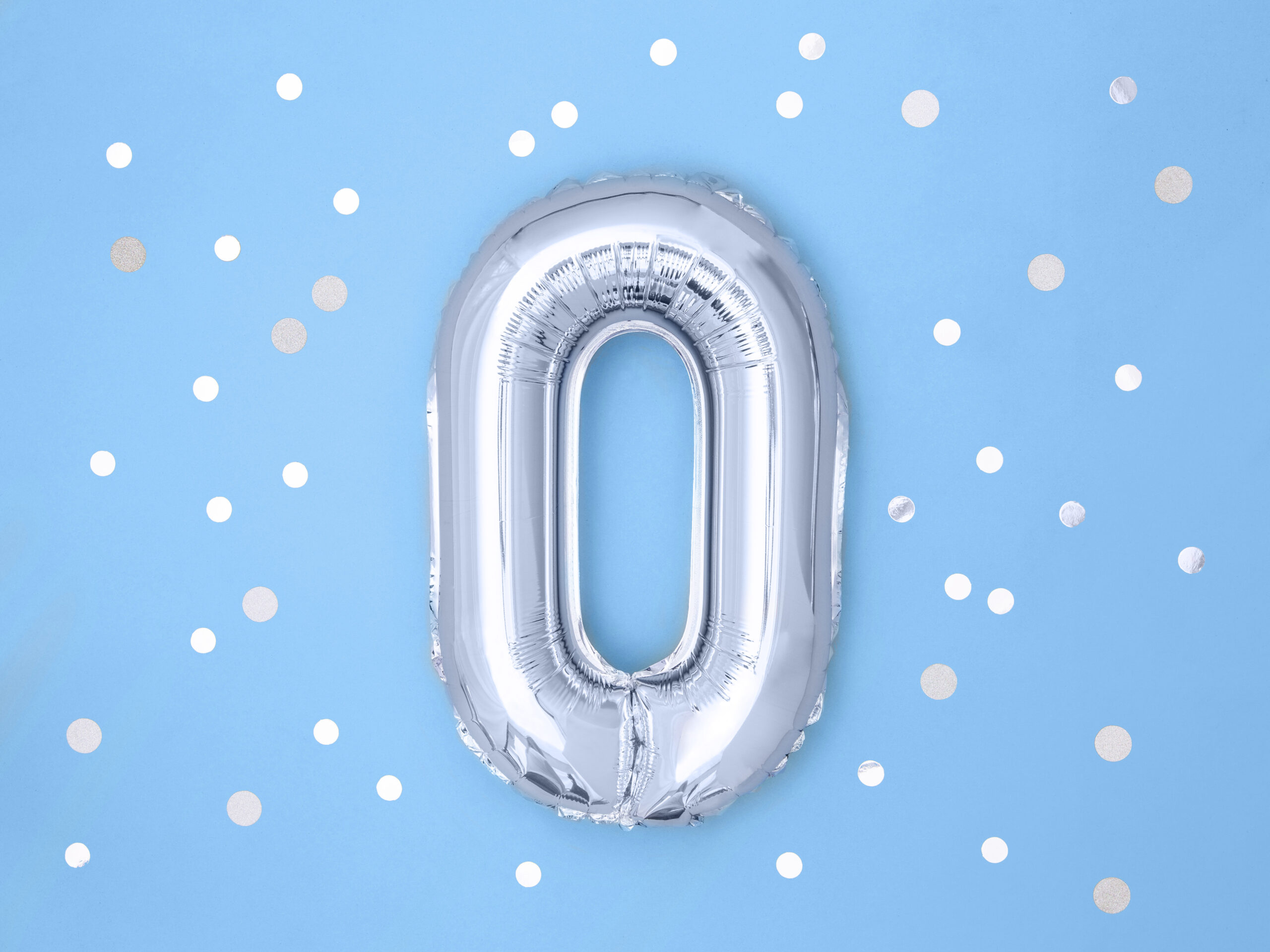 Ballon Mylar Chiffre « 0 » 35 cm Argenté 1 Ballon Mylar Chiffre « 0 » 35 cm Argenté