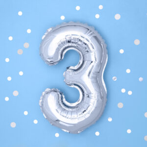 Ballon Mylar Chiffre « 3 » 35 cm Argenté 15 Ballon Mylar Chiffre « 3 » 35 cm Argenté