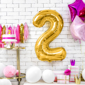 Ballon Aluminium Chiffre « 4» 86 cm Or 11 Ballon chiffre 2 doré de 86 cm, décoration de fête ou d’anniversaire.
