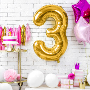 Ballon Aluminium Chiffre « 4» 86 cm Or 13 Ballon chiffre 3 doré de 86 cm, décoration de fête ou d’anniversaire.