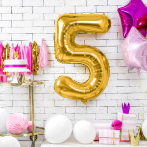 Was ist neu 19 Ballon chiffre 5 doré de 86 cm, décoration de fête ou d’anniversaire.