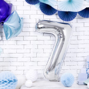 Ballon Aluminium Chiffre «6» 86 cm Or 9 Ballon chiffre 7 argenté de 86 cm, décoration de fête ou d’anniversaire.