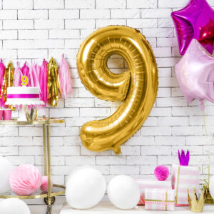 Was ist neu 17 Ballon chiffre 9 doré de 86 cm, décoration de fête ou d’anniversaire.