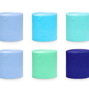 Latex Balloon 30cm Silver 5 Blue-Green Mix Crepe Paper 5 cm x 10 m - Set of 6 pcs.