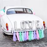 decoration voiture love argent pastel mariage ea049318
